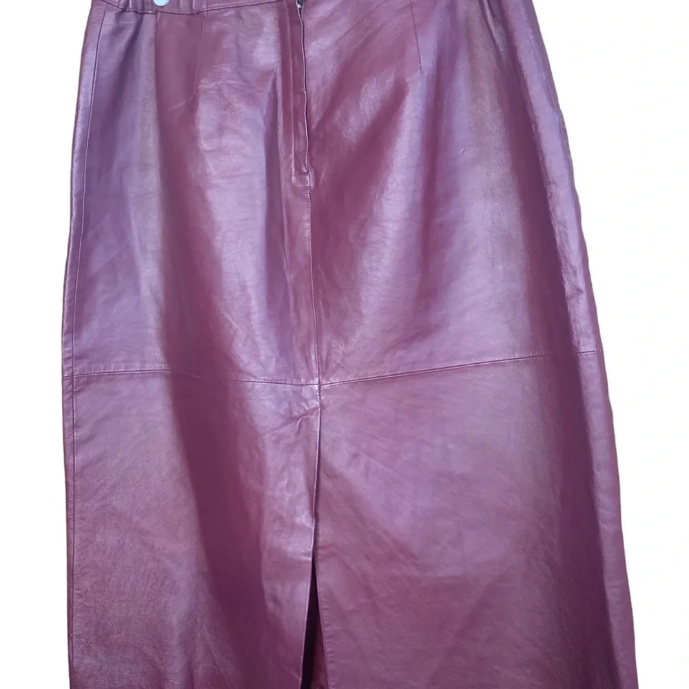 Vintage JL Studios Size 20WP Martin Leather long A Line Skirt, zippered back - Picture 4 of 5